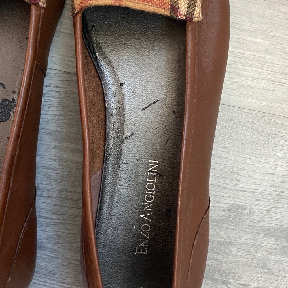 NWOT Enzo Angiolini Brown Plaid Leather loafer size 6.5 - Picture 7 of 10